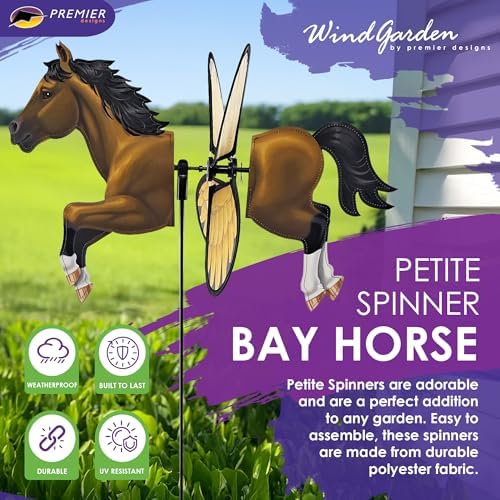 Premier Kites Petite Spinner Bay Horse – Whimsical Wind Spinner for Yard & Garden, Durable Weather-Resistant Fabric, Easy to Assemble, Outdoor Decor for Patios, Lawns, & Fairy Lovers - Image 2