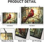 Vintage Cardinal On Branch Stained Glass Window Hanging, Colorful Sun Catchers Glass Panel Rectangle Suncatcher Decor for Birthday for Women, Men, Wife, Aunt, and Mom 15"x11" - Image 3