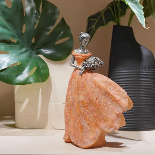 Guichifun Fairy Statue Orange Leaf Angel Girls 7.5 x 4.5 x 11.5 Inch - Image 2