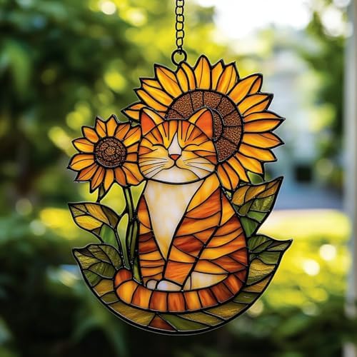 Happy Tabby Cat Acrylic Suncatcher by AVAGAN