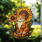 Happy Tabby Cat Acrylic Suncatcher by AVAGAN