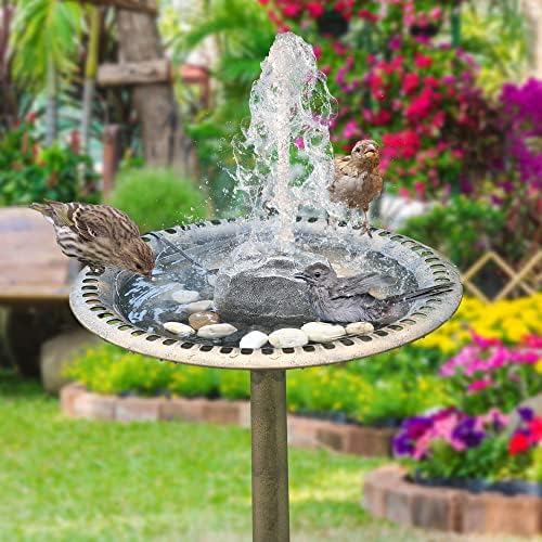 Bird Bath Water Fountain with Electric Pump for Outdoor Garden, Gray - Image 2