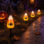 Halloween Candy Corn Pathway Lights with Spooky Faces,4-Light by Konictom