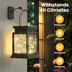 2 Pack Farmhouse Solar Lanterns , Water Ripple Glass & Copper Wire Flickering Light,Outdoor Waterproof Upgraded Solar and 2 AA Batteries Powered, for Outside Porch, Patio and Indoor Tables. - Image 2