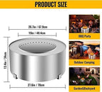 Smokeless Fire Pit Outdoor Wood Burning Portable Firepit Stainless Steel with Stand Cover for Backyard Patio Garden Picnic Camping Bonfire,28.5 Inch - Image 2