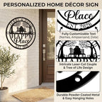 Personalized Happy Place Metal Sign, Custom Anniversary Wedding Gift for Couples, Metal Couple Sign with Names and EST Year, Metal Wall Decor for Home Porch Living Room Bedroom, Housewarming Gifts New Home - Image 3