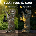 Solar Garden Statue Outdoor Decor 17.5 In Golden Retriever Dog with Lantern - Image 3