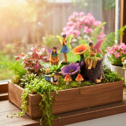PRETMANNS Fairies for Fairy Garden Accessories Kit Outdoor, 7 Items - Image 3