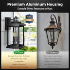 VIANIS 15 in Large Black Outdoor Motion Sensor Light, Exterior Lighting Fixtures Sconce, Dusk to Dawn Outdoor Lighting, Waterproof Front Porch Light for Garage, Patio, Doorway, Hardwired, Non-Solar - Image 4