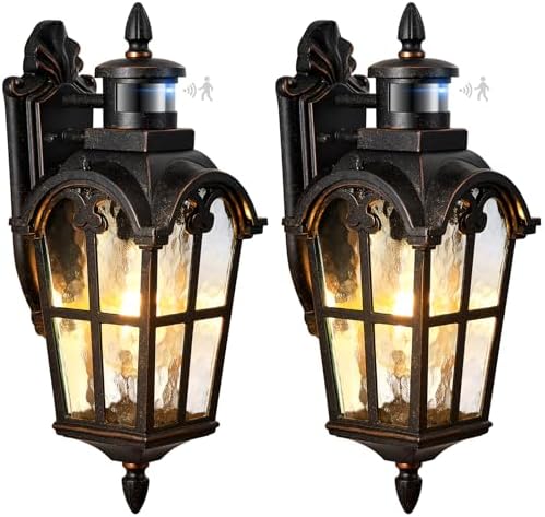 VIANIS 16.4" Motion Sensor Outdoor Lights, 2-Pack Vintage ORB, Aluminum by VIANISLIGHTING