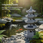 Pagoda Garden Statue Pagoda Garden Statue Solar Powered Lantern Resin Outdoor Zen Japanese Decor for Balcony, Patio, Porch, Yard 11.4x4.7x4.7 inch Grey - Image 6