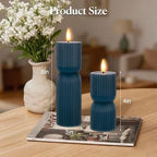 Navy Blue Flameless Pillar Candles with Timer,Real Wax LED Candles 3x4&8 In - Image 2