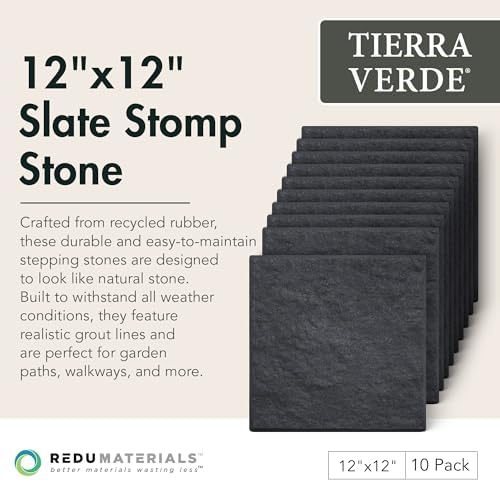 TierraVerde 12”x12” Stomp Stones, Mixed Recycled Material, Square, 10 Pack - Image 2