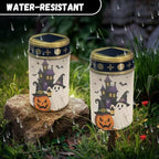 Poceacles Solar Lights Outdoor Solar Powered Outdoor Cemetery Stake Candle Grave Lamp Landscape Lighting Halloween Grave Flameless Candle, Pumpkin Ghost Print Beige, Pack of 2 - Image 6