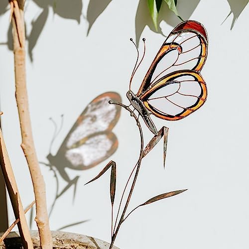 Stained Glass Butterfly Suncatcher – Handcrafted Decorative Stake Adornment for Indoor & Outdoor – Lovely Garden Decor – Glass Artwork for Flowerpot Decoration - Image 7