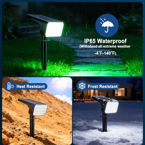 LANSOW Solar Spot Lights Outdoor Color Changing, 2 Pack/7 Modes Waterproof Solar Christmas Landscape Spotlights, LED Solar Powered Flood Lights for Yard Garden Pathway Outside Halloween, Auto ON/Off - Image 5