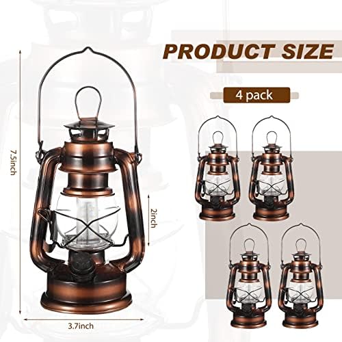 Hortsun 4 Pieces 8 Inch Vintage LED Hurricane Hanging Lantern - Image 3