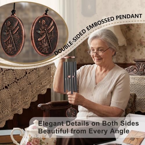 34" Dragonfly Wind Chimes for Outside, Deep Tone Garden Decor - Image 4