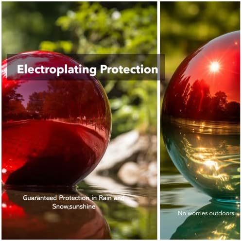 12 Inch Stainless Steel Gazing Globe,v2croft Hollow Ball Mirrored Surface Polished Shiny Sphere,Garden Stainless Steel Gazing Ball for Outdoor Lawn Pond Yard Ornament(red) - Image 4