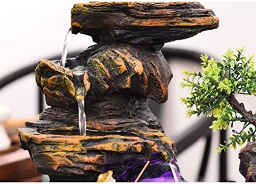 HIHELO Desktop Fountain Tabletop Fountain Resin Rockery Water Desktop Fountain Living Room Decorative Waterscape Ornament Water Fountain Outdoor (Color : Without Nebulizer) - Image 3