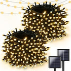 Solar Christmas Lights Outdoor 2 Pack 144FT 400LED String Lights Warm White by Halloween