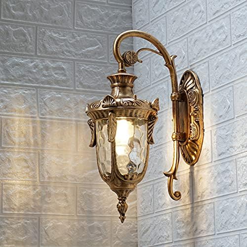 Bronze Outdoor Wall Light Fixture, Exterior Wall Lantern Waterproof Sconce Porch Lights Wall Mount with Hammered Glass Shade Outdoor Wall Sconce Exterior Barn Light Industrial Light Fixture for Hours - Image 3