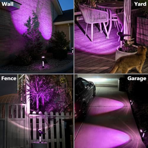 DenicMic Solar Spot Lights Outdoor Waterproof Purple Lens LED 4 Pack - Image 3