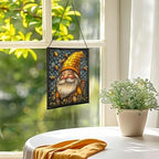 Bee Keeper Gnome Stained Glass Suncatcher – Square Hanging Window Panel for Home or Greenhouse – Whimsical Glass Art Gift for Garden Lovers, Christmas, Halloween, Father Days 1iRWQX - Image 3