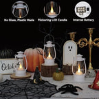 12Pcs Mini White Lanterns for Western Halloween Christmas – 6Inch Candle Lanterns with Flickering LED, Wedding Centerpiece Table Decorations, Camping Decor & Hanging Ornaments for Rustic Party - Image 3