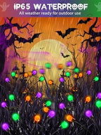 6PK Halloween Decorations Outdoor Solar Firefly Lights Orange Purple Green - Image 3