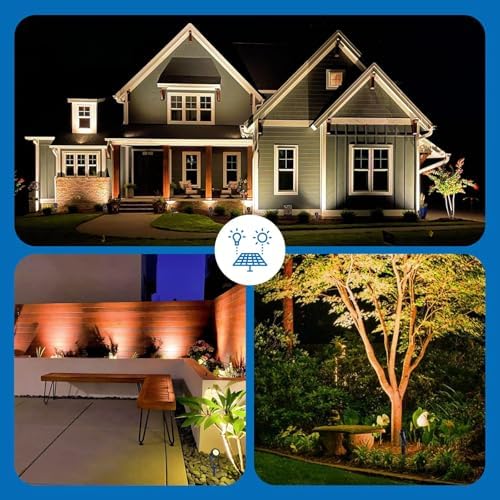 ALOVECO Solar Spot Lights Outdoor 4-in-1 Solar Powered Spotlights IP65 Waterproof with Remote 29.5ft Cable Auto On/Off 8 Modes Solar Uplights Outdoor for Garden Yard Landscape Tree 2700K Warm White - Image 2