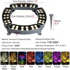 LED Ring Tree Lights Outdoor, IP65 Waterproof Tree Up Lights with Ground Stake, Landscape Spotlights for Yard Garden Pathway Patio(Red,4 Packs) - Image 2
