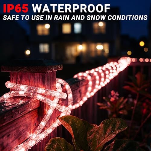 100ft Rope Lights For Outside, Connectable & Flexible Tube Lights with 8 Modes Controller,Waterproof Red LED Rope Lighting for Deck,Garden,Pool,Patio,Bedroom,Party,Indoor & Outdoor Landscape Lighting - Image 5