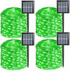 YEGUO 4 Pack Halloween Solar Fairy Lights, Each 33ft 100 LED Green Christmas Lights Outdoor Waterproof, 8 Modes Sliver Wire Solar String Lights by YEGUO