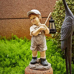 Solar Boy Statue, Boy Garden Statues with Solar Lantern for Garden, Patio, Lawn, Yard, Housewarming, Hand-Painted Sculpted Figure, 17.5”H - Image 6