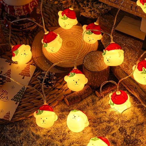 CAKERS Christmas Decor String Lights|Creative Cute Novelty Fairy Lights|Hanging Copper Wire Lights|Night Lights for Birthday Party Xmas Tree Decor,Christmas Bear,3m(9.8ft)-20LED-USB - Image 4