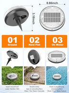 VOLISUN Solar Ground Lights with Remote Control – IP68 Waterproof Color Changing Flat Pathway Lights – RGB Solar Disk Lights with Lens for Yard Walkway Patio Garden Driveway [12 Pack] - Image 6