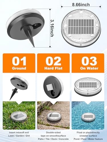 VOLISUN Solar Ground Lights with Remote Control – IP68 Waterproof Color Changing Flat Pathway Lights – RGB Solar Disk Lights with Lens for Yard Walkway Patio Garden Driveway [8 Pack] - Image 6