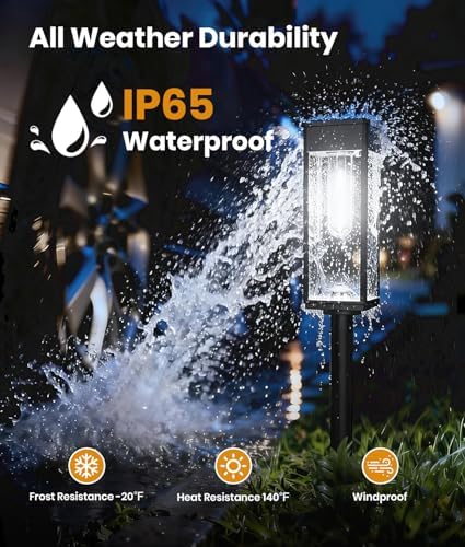 ALFIOT Solar Pathway Lights Outdoor, 12 Pack, 3 Heights, Cool White, IP65 - Image 5