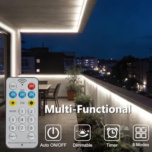 Outdoor Solar Strip Lights 66Ft 640 LED Dimmable Strip Lights with Remote - Image 2
