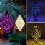 Aurelema 4 Pcs Hanging Solar Lights Moroccan Outdoor Decor Solar Lantern Waterproof Metal Moroccan Decorations for New Year Thanksgiving Patio Pathway Yard Porch Backyard Garden - Image 4
