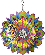 FONMY Mandala Wind Spinner w/Crystal Ball-Bloosom 3D Stainless Steel Suncatcher Hanging Spinners Worth Gift Christmas Decoration Indoor/Outdoor Garden Décor Kinetic Yard Art 12 Inches Wind Sculpture - Image 7