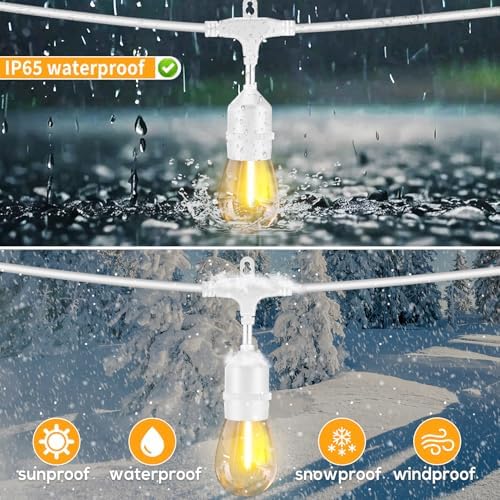 Outdoor String Lights White LED Waterproof 100FT for Patio Backyard Wedding - Image 2