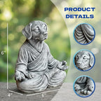 OLOMA Outdoor Indoor Zen Dog Sculpture Solid Concrete Stone Statue Heavy Garden Decorative Accent for Meditation and Yoga Spaces Decorative Garden Accent Feature - Image 2