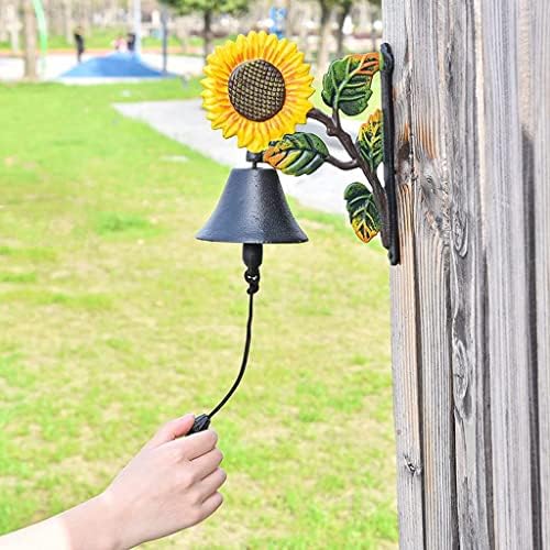 Home Decor Cast Iron Doorbell Sunflower Dinner Bells Wall Bell Hanging Bell Retro Wrought Iron Doorbell Home Courtyard Decoration 23x18x10cm - Image 3