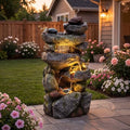 AUTODAYA 31.5" H Multi-Tier Rock Outdoor Fountain with LED Lights&Birds by Unknown