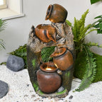 30" Outdoor Garden Water Fountain with Lights 4 Tiers Water Feature - Image 6