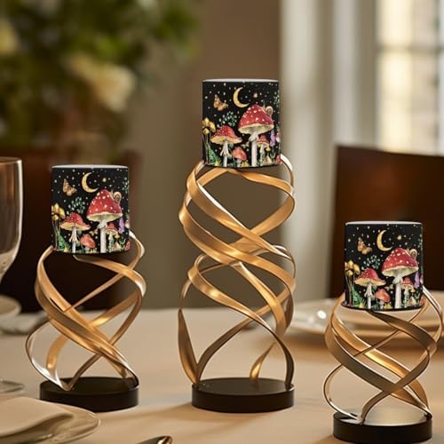 Red Mushroom Operated Candles with Flickering Flame 4 Pack LED Pillar Candles with Remote 3 Inch Realistic Flameless Lights for Outdoor Patio Poolside or Garden Path Holiday Gifts - Image 4