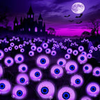 Kohlrabi Halloween Decorations Outdoor, 4 Pack 24 LED Solar Purple Scary Eyeball Swaying Lights, Solar Firefly Light Waterproof Outdoor Garden Lights for Halloween Yard Party by KohlrabiDecor