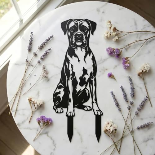 Dog Metal Garden Stake - Weatherproof Dog Silhouette Yard Art, Decorative Outdoor Sign for Lawn & Patio, Heartfelt Gift for Boxer Lovers(Jump,14") - Image 4